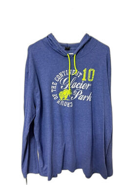 Purple Glacier Park Graphic Hoodie with Neon Accents 2XL- distressed